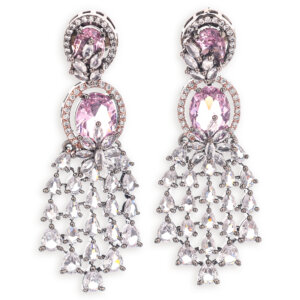 Contemporary American Diamond Pink Necklace set