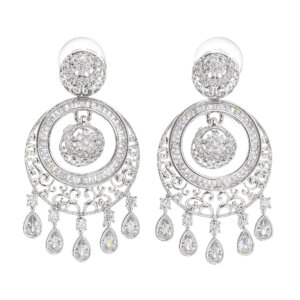 Fancy Rhodium plated pendent set