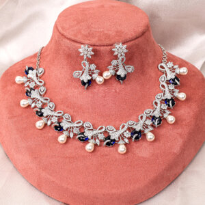 Blue Stone cubic zirconia necklace set