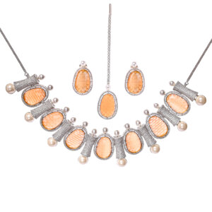 Premium Monalisa  with cubic zirconia necklace set