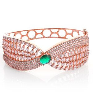 Rose gold plated CZ Bangle style bracelet