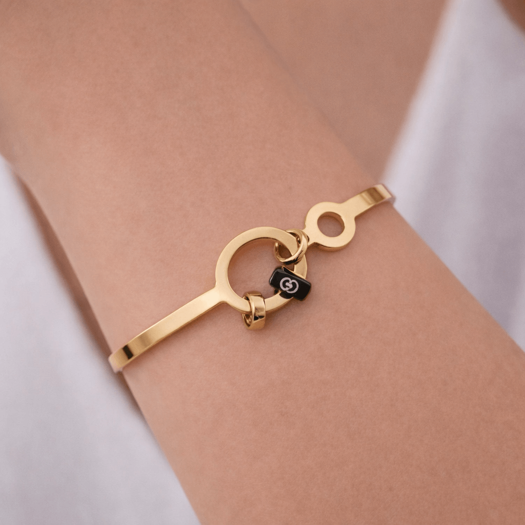 Dual Circle Charm Gold Plated Bracelet /Kada