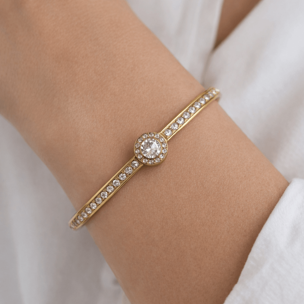 Radiance Circle Crystal Gold Plated Openable Kada - Image 2