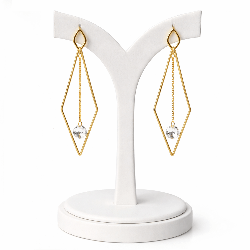 Elara Gold Plated Chain Crystal Earrings - Image 2