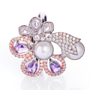 Classic Rhodium plated American diamond kada