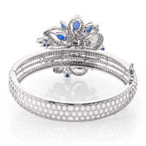 Antique flower shape Rhodium Plated  kada