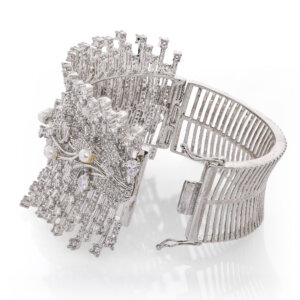 Classic Rhodium plated American diamond kada