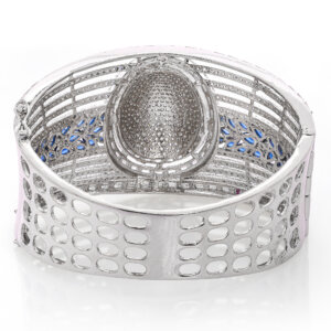 Royal American Diamond Rhodium Plated open able Kada