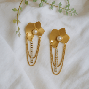 Metallic Flower dangle earring.