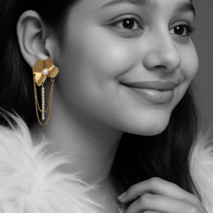 Metallic Flower dangle earring.