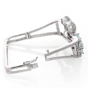 Square Shape Rhodium Plated American Diamond Kada