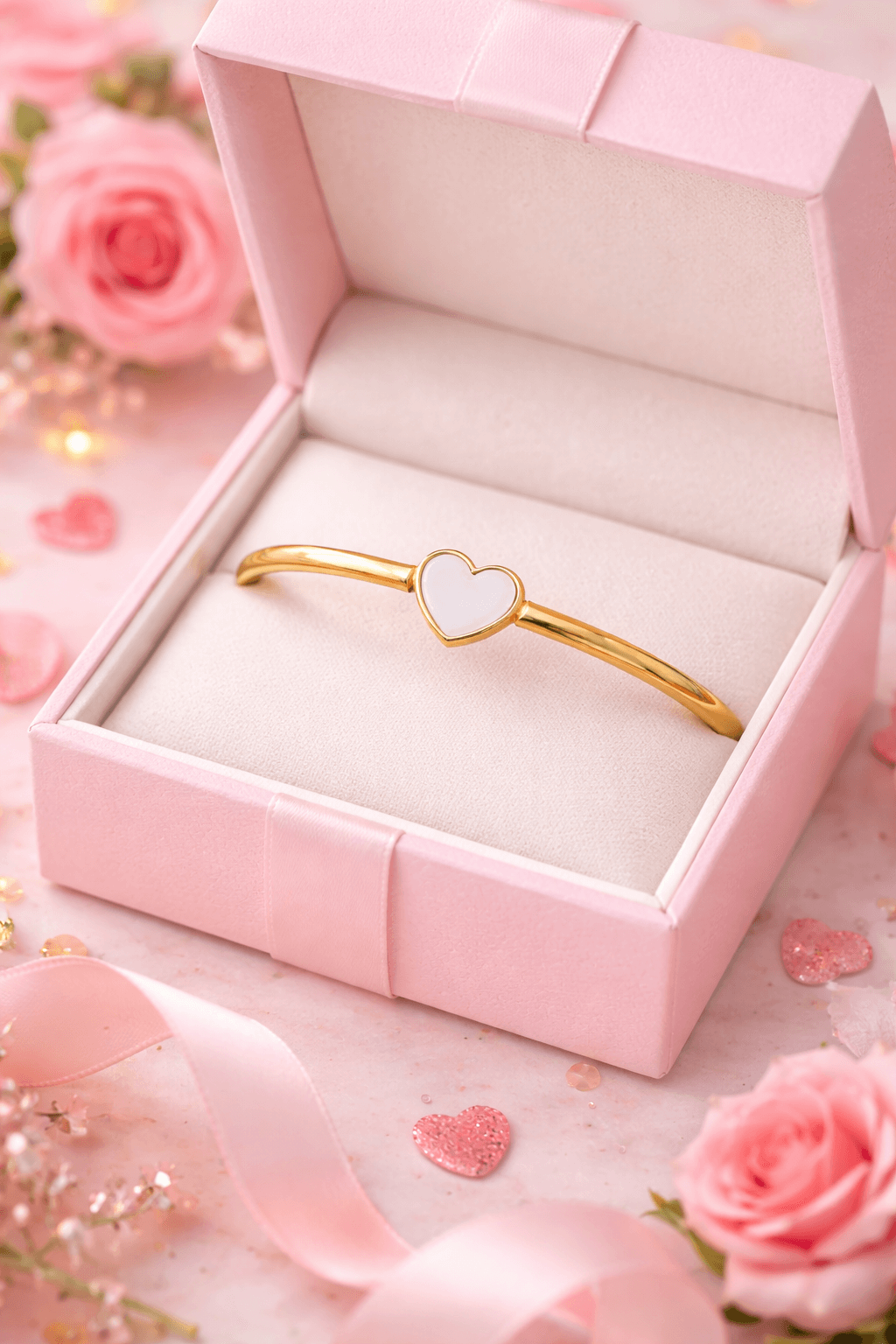 Amour Heart Gold Plated Openable Bangle