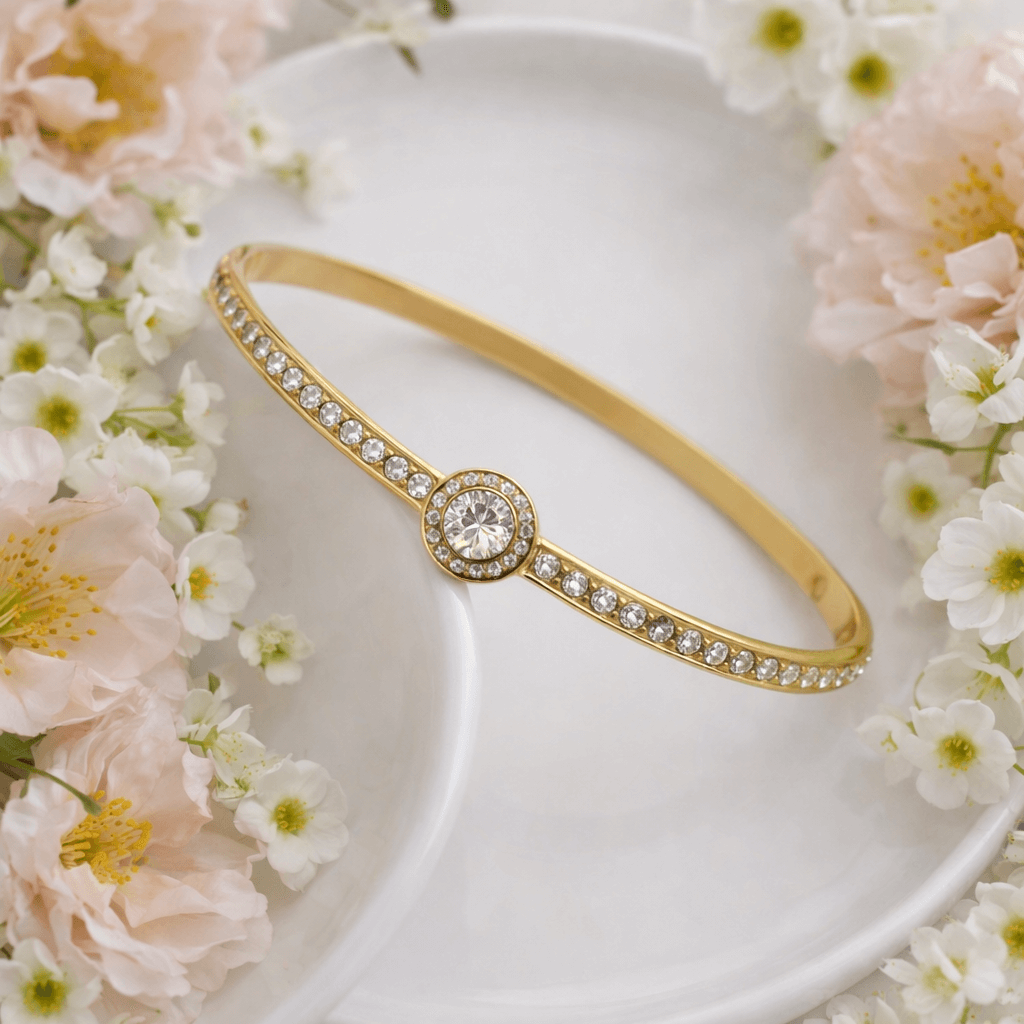 Radiance Circle Crystal Gold Plated Openable Kada