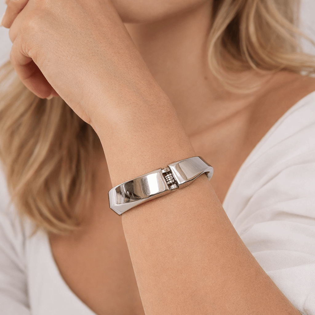 Classic Silver Statement Cuff Bracelet - Image 3