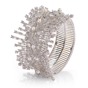 Classic Rhodium plated American diamond kada