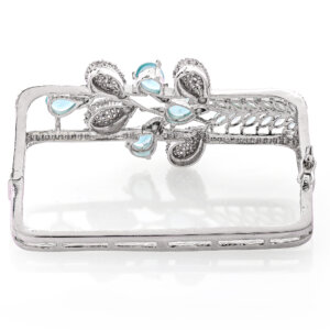 Square Shape Rhodium Plated American Diamond Kada