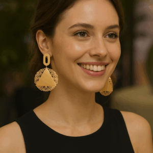 Gold plated Jali drop earring