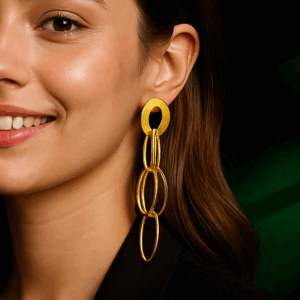 Interlocking chain link drop earring
