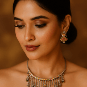 Silver toned Afghani necklace set
