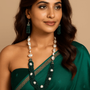 Green Crystal pearl mala