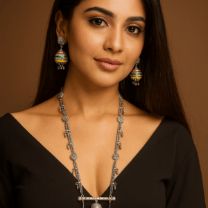 Contemporary oxidized necklace set