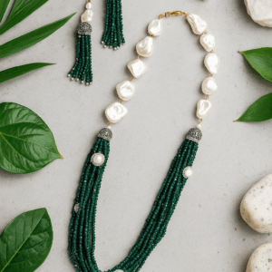 Green Crystal pearl mala
