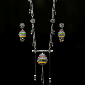 Contemporary oxidized necklace set