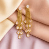 Gold Plated American Diamond drop chain earring