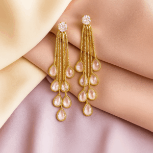 Gold Plated American Diamond drop chain earring