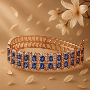 Rose gold plated American diamond Bangle style bracelet