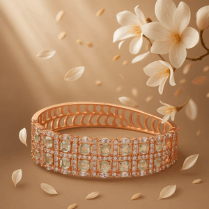 Rose gold plated American diamond Bangle style bracelet