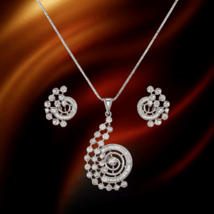 Fancy Rhodium plated pendent set