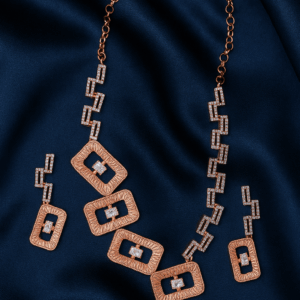 Contemporary American diamond rose gold necklace set