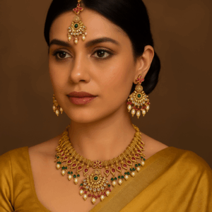 Nawratri Charm - Gold plated traditional necklace set