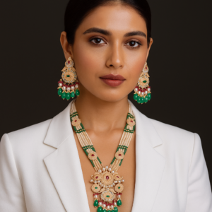 Floral Aura - Gold plated long necklace set