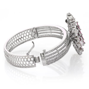 Antique flower shape Rhodium Plated  kada