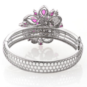 Antique flower shape Rhodium Plated  kada