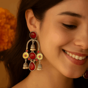 Ethnic kundan fusion earring