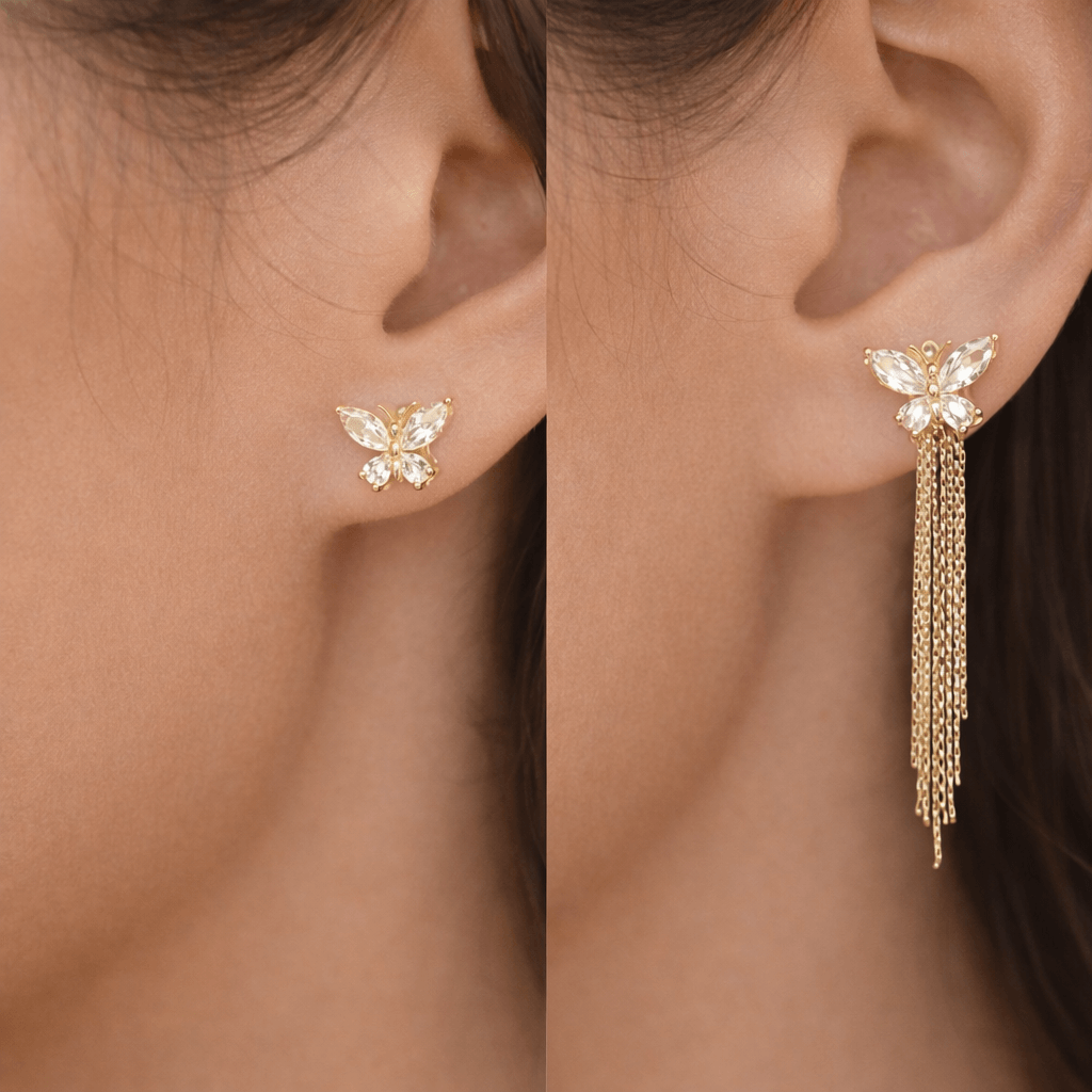 Butterfly Glow Plated Statement Earrings, 2 ways to use