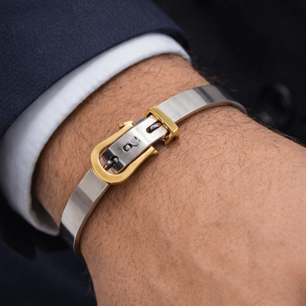 Urban Buckle Stainless Steel Silver Gold Men's Openable Kada