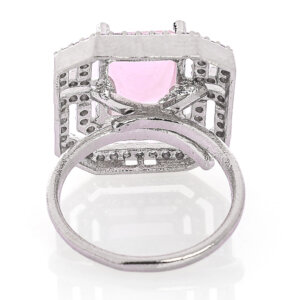 Rhodium plated CZ  Sq. adjustable Finger Ring