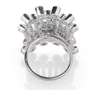 Rhodium plated with  American diamond rectangular adjustable Finger Ring