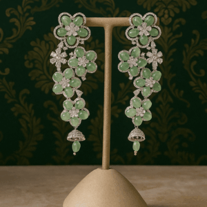 Floral drop earring rhodium plated