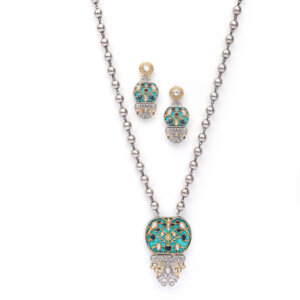 Long two tone fusion Necklace set