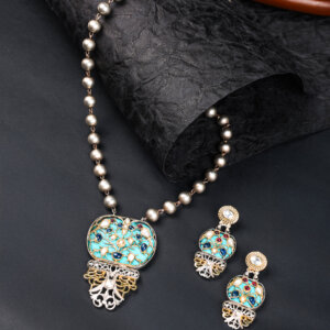 Long two tone fusion Necklace set