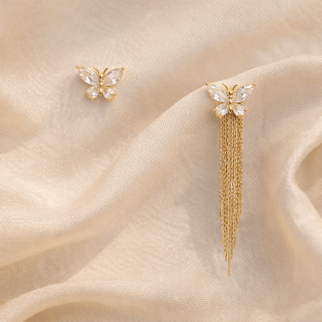 Butterfly Glow Plated Statement Earrings, 2 ways to use - Image 2