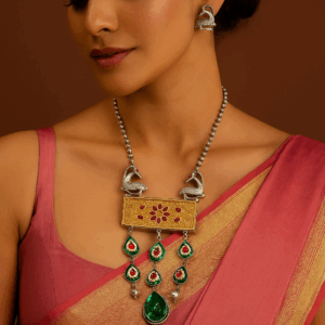 Rajasthani Antique Oxidized log Chain Pendent Set