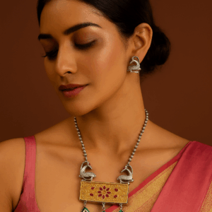 Rajasthani Antique Oxidized log Chain Pendent Set