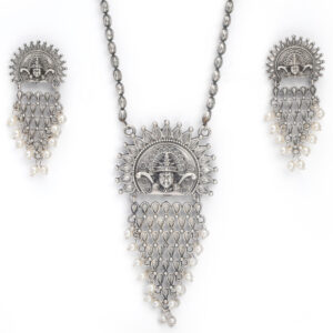 Contemporary oxidized temple necklace set