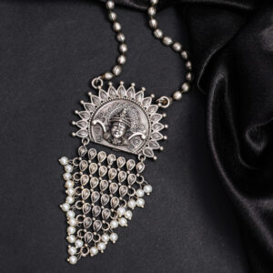 Contemporary oxidized temple necklace set